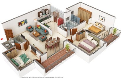 3 BHK Apartment (1128.1 sq.ft.)
