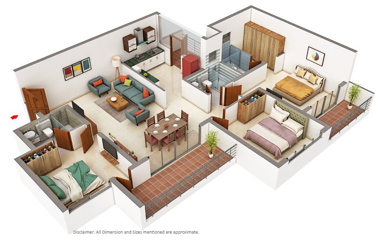 3 BHK Apartment (1128.1 sq.ft.)