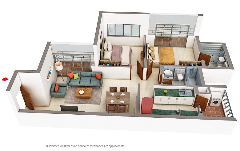 2 BHK Apartment (734.8 sq.ft.)