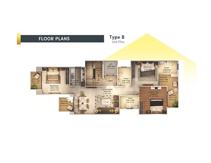 3 BHK Floor (1440 sq.ft.)
