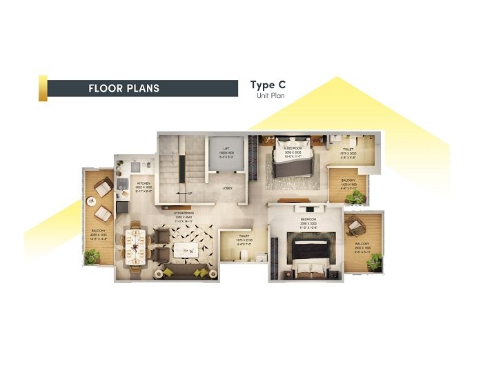 3 BHK Floor (1440 sq.ft.)