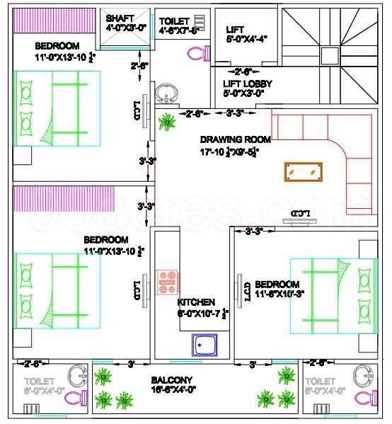 3 BHK, Builder Floor (1108.68 sq.ft.)